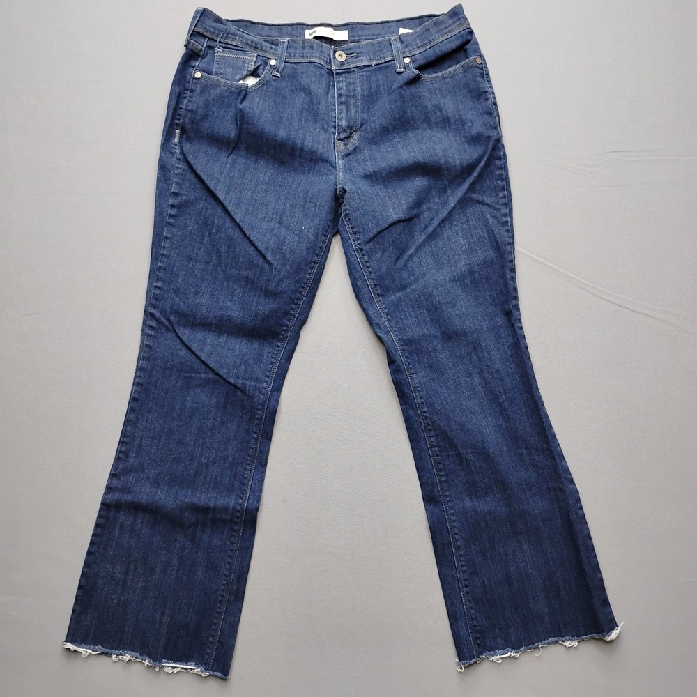 Levis 515 Bootcut Jeans Womens 14L Blue Denim Raw Hem cutoff
